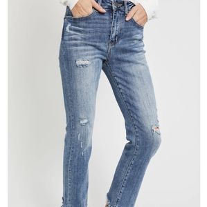 Risen Vintage Wash Straight Leg Jeans